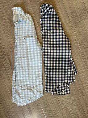 Lacoste Lot of 2 Gingham Button-Front Shirts Navy  & Light Blue